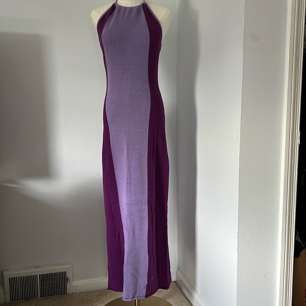 Charlie Holiday Knitted color blocking maxi dress